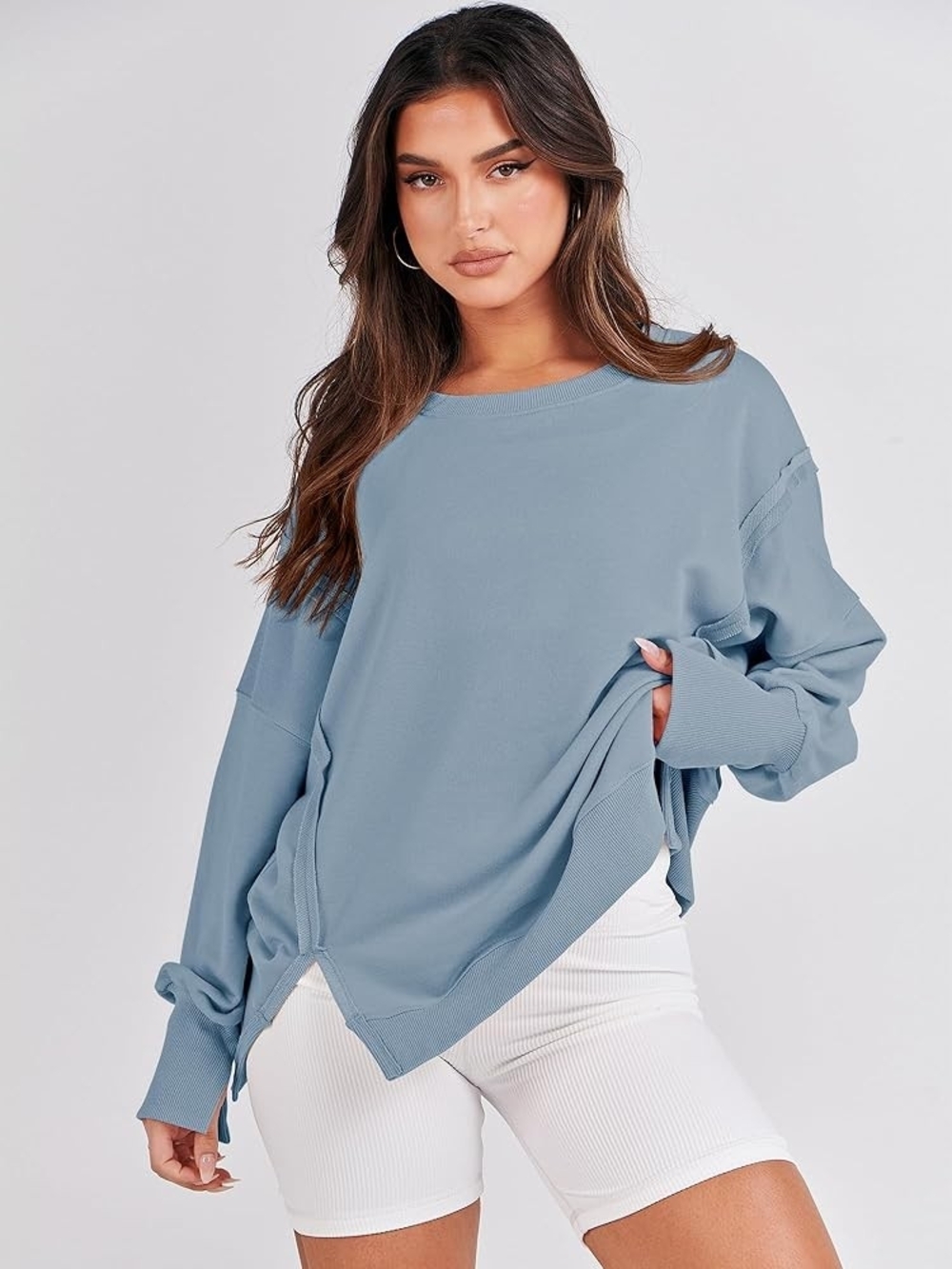 ANRABESS Womens Oversized Sweatshirts Crew Neck Long Sleeve Shirts Casual Loose - Picture 2 of 10